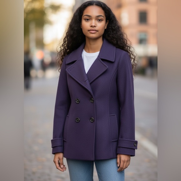 Lands' End Jackets & Blazers - LANDS END Purple Plum Wool Cashmere Blend Pea Coat 6
